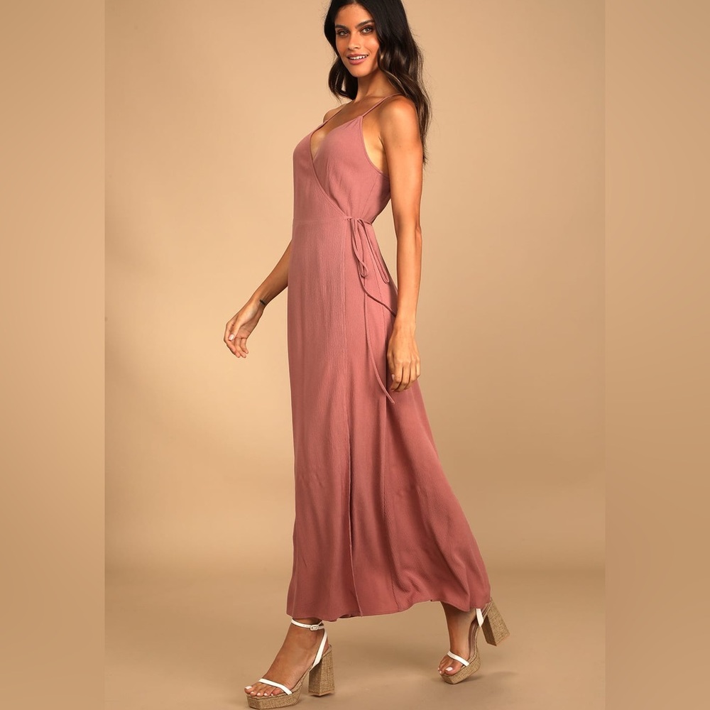 NWT Lulu's Maxi Dress Mauve Strappy Wrap Maxi Dress Size XS